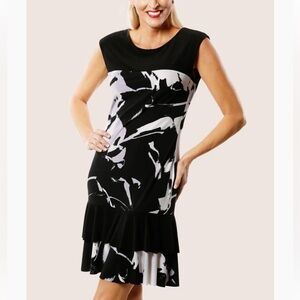 New Frank Lyman black lavender abstract dress 12
